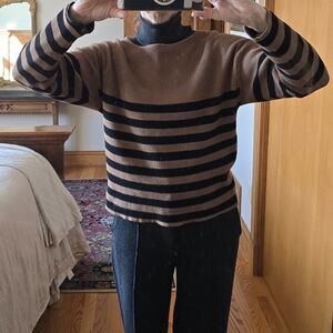 Cyrus Brown and Black Striped Boat Neck Sweater | M
